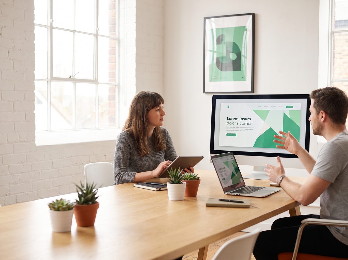 The Scale Net Solutions team collaborating on a website design